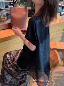 Moxueer | Áo Thun Mỏng Dạng MESH Nối Miếng Size Lớn Thời Trang Mùa Hè Rộng Rãi