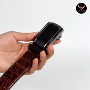 [VALQO] RELIO BY Coklat 125 CM Ikat Pinggang kulit Sapi Motif Buaya Sabuk Kulit Gesper Premium Pria Laki