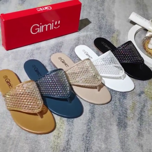 Korean Beach Flat Mesh Straps Sandal Thong Toe Lightweight Sandal For Woman