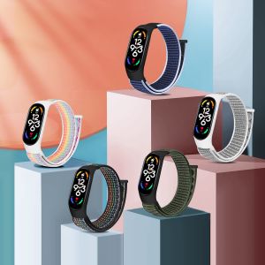 Nylon straps Compatible with Xiaomi Mi Band 7/6/5/4/3/Amazfit Band 5 Soft Adjustable Sport Loop Wristband Replacement Strap for Xiaomi Mi Band 7/6/5/4/3 Women Men