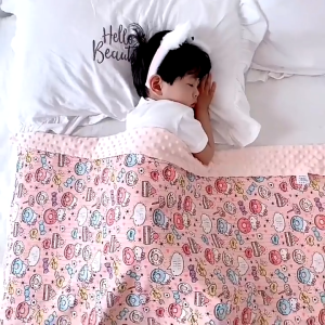 HOMIE Snuggle Soft Minky Baby Blanket / Ultra-Soft Minky Dot Fabric & Cute Cartoon Prints【110x150cm】