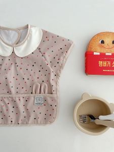 Baby Short Sleeve Apron Mealtime Waterproof Dirty Proof Nursery Childrens Coat Infant Bib Korean Style PU Leather Material