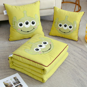 Three-Eyed Monster Pillow Blanket Two-In-One Office Nap Car Headrest Cushion Modern Simple Style Square Cartoon Pattern