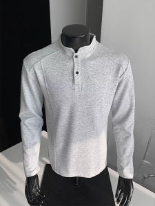 Áo Thun Nam Tay Dài Màu Trơn Thường Ngày Thường Ngày Mùa Hè 2025 Áo Thun Cotton Pha Trộn Thường Ngày Dáng Rộng Thoải Mái