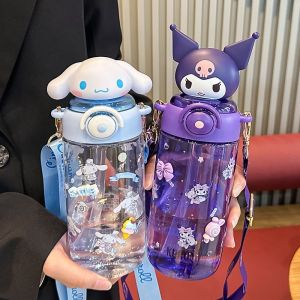 ซานริโอ คุโรมิถ้วยฟางฤดูร้อนเด็กโรงเรียนพิเศษ น่ารัก ถ้วยหลอดนักเรียนอบเชยสุนัขถ้วยพีพี ไทรทันวัสดุซิลิโคน