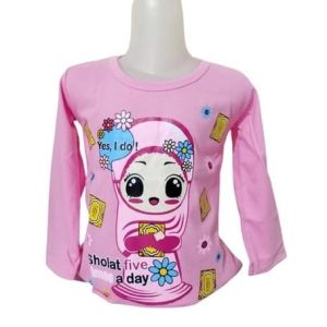 KAOS ANAK PEREMPUAN HIJAB BARU LENGAN PANJANG USIA 1-12 TAHUN // BAJU ANAK CEWEK