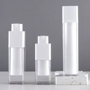 ขวดโลชั่นสุญญากาศแบบกดหมุนทรงสี่เหลี่ยมขนาด 30/50 มล.-นำกลับมาใช้ใหม่ได้ ภาชนะพกพาสำหรับเดินทางสำหรับครีมทาหน้า รองพื้น เอสเซนส์เหลว