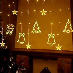 Waterproof Elk Star Curtain String Fairy Lights  for Outdoor Garden Christmas with 8 Modes for Decor