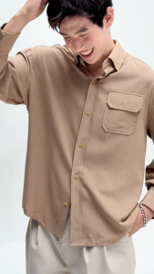 KINS 19 STUDIO |  LINEAR TEXTURE SHIRT เสื้อเชิ้ตแขนยาวคินส์  [KN135]