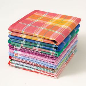 3Pcs Womens Pure Cotton Plaid Handkerchief Contrasting Color Matching Thin Wipe Soft Sweat Hand Towel 43cm