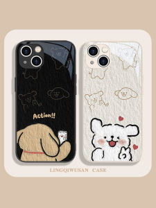 Cute Dog Design Huawei Mate40Pro P30 Nova11 Glass Protective Phone Case Full Cover Anti-Fall for Couples Creative 90s Style