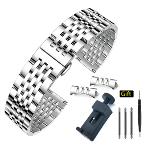 Universal Stainless Steel Watch Strap Multiple Sizes Luxury Metal Watch Bracelet Curved Lugs For Smart Watch Classic Wristwatch