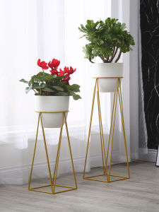 Nordic Luxury Iron Art Flower Pots Stand Indoor Simple Floor-Mounted Balcony Plant Display Shelf Living Room Green Ivy Decorative Rack