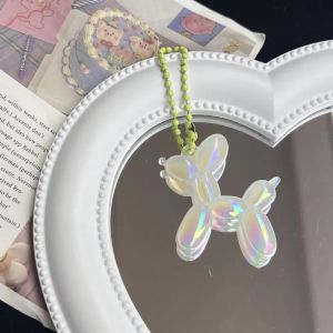 พวงกุญแจสุนัขรูปบอลลูนเลเซอร์รูปการ์ตูนสีสันสดใสสำหรับกระเป๋าสุภาพสตรีพวงกุญแจรูปรถทำจากพีวีซีรูปลูกสุนัขของขวัญวันเกิดเด็กผู้หญิงเด็ก