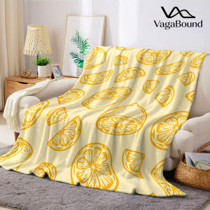 Yellow Line Lemon Flannel Blanket Warm Soft Halloween Christmas Decorative Couch Warm Cozy All-Season Gift