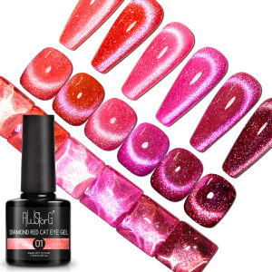 AWStorG 7.5ML Diamond Red Cat Eye Gel Amber Jelly Red Pink Transparent Sparkling Glitter Soak Off Varnish Semi Permanent Nails