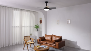 GEERLI 42-inch modern simple master bedroom ceiling fan light,5-blade MDF white fan blade 22W LED three-color dimmable, 6-speed settings,timerSuitable for living rooms studies bedrooms and dining rooms.