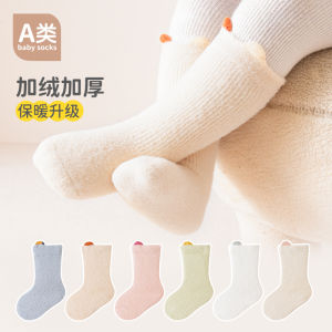Newborn Baby Socks Fall and Winter Fleece-lined Thickened Not Tight Legs Tube Socks 0 to 3 Months Baby Class a Winter Kids