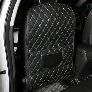 Kcimo PU Leather Car Anti-Kick Mats Auto Seat Back Protector Cover Car Back Seat Anti-Dirty With Storage Pad Car Accessories