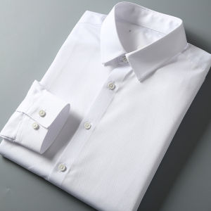 Business Casual Oxford Cloth Shirt Mens Long Sleeve Spring Anti-Wrinkle Pure Color Fashion Urban Style Youthful Dress Shirt