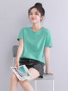 Ưu Đãi Đặc Biệt Mùa Hè Cotton Vải Bông Áo Thun Ngắn Tay Nữ Sinh Viên Màu Nguyên Chất Cổ Tròn Nửa Tay Phong Cách Mới Áo Thoải Mái Mặc