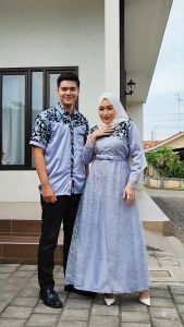 Baju Batik Couple Gamis Brokat Pasangan Kondangan Terbaru Modern by Batik Irfana - Ukuran Gamis (CM) Lingkar Dada & Panjang Baju - Sensasi Model Terbaru