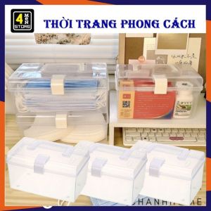 Hộp Đựng Đồ Để Bàn Trong Suốt Có Quai Xách Di Động Tiện Lơi - Hộp Nhựa Lưu Trữ Hộp Đựng Mỹ Phẩm Văn Phòng Phẩm Đồ Y Tế