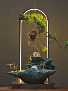 Chinese Style Ceramic Fountain Ornament Office Opening Gift Circular Water Flowing Wealth Attracting Decorative Desk Top Piece