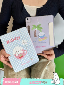 เคส iPad pro ลายสุนัขสีน้ำเงินและชมพู ปกป้องเต็มจอ ดูดซับปากกาได้ ดีไซน์แยกส่วน หนังเทียม รุ่น iPad Air