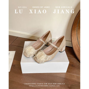 Lush Sheepskin Version High Heels for Bridesmaids Womens Wide Feet Autumn Winter New Chinese Style Floral Wedding Shoes Hanfu Shoes
