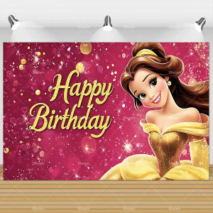 Beauty And The Beast Backdrop Girl Birthday Decorations Baby Shower Banner Belle Princess Party Supplies Photo Studio Background