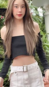 SpinnyHouse เสื้อครอปปาดไหล่ ผ้าร่องยืด ถ่ายรูป ปังม้าก รูปแบบ 45cm ทุกวัน สร้างสรรค์ราคา สีของผ้าและเที่ยว คุณภาพเรียบร้อย สำหรับผู้ชายและผู้ชาย