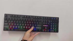 Bàn Phím Cơ 104 Phím Có Dây USB RGB Gaming Ergonomic Esports Dành Cho Máy Tính Xách Tay Macbook - Phụ Kiện Máy Tính Có Nút Silicon Treo