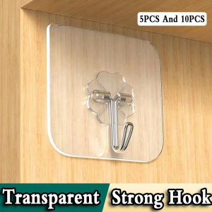 Self Adhesive Wall Nail Transparent Strong Hook Nail Adhesive Wall Hook Strong Adhesive Hook Non-Trace No Drilling Hook Nail Dinding Bathroom Accessories Penyangkut 挂钩
