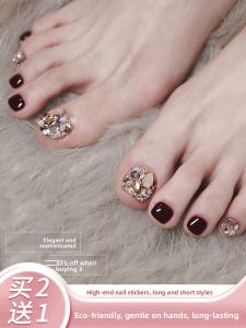 MONLEYTA | Removable Glitter Diamond Toe Nail Strips Wearable False Nails Pregnant Women Can Use Finished Product Foot Nail Patches