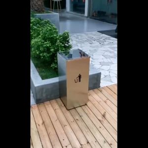 🚚Ready Stock🔥Stainless steel hotel trash can squared with inner bucket shope/kitchen garbage bin不锈钢垃圾桶