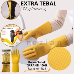 Sarung tangan karet EXTRA TEBAL latex serbaguna super tebal sarung tangan proyek latex glosy kuning