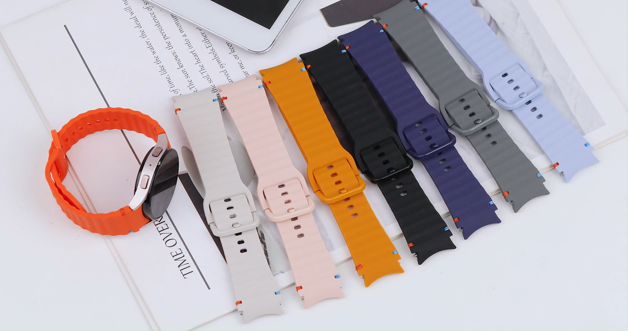 No Gaps 20mm Silicone Sport Strap for Samsung Galaxy Watch 7/FE/6/6 Classic/5/5 Pro/4/4 Classic Official Style Replacement Band
