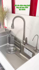 VÒI RỬA CHÉN NÓNG LẠNH INOX 304+ VÒI RỬA BÁT INOX DÂY RÚT KK5128+ VÒI RỬA BÁT INOX 304