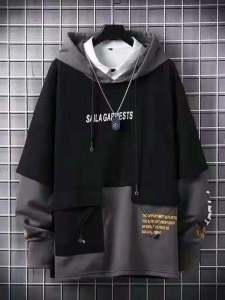 Hooded Sweatshirt Male Student Autumn and Winter K-style Trendy Casual All-Matching Childrens Cartoon Handsome Sports Tops Male