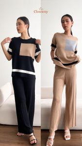 CLOUWNY - Setelan Baju Celana Wanita Zico Set Premium Knitt
