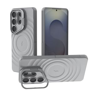 szhaiyu | Invisible Lens Stand for Magsafe Magnetic Phone Case for Samsung S25 S26 Ultra S25 Plus Round Water Ripple Soft Silicone Cover