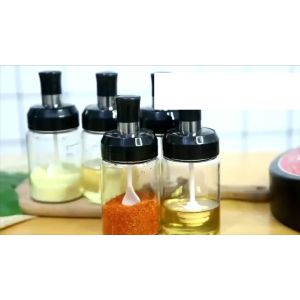 Q Hũ đựng gia vị lọ đựng gia vị thuỷ tinh kèm muỗng siêu tiện lợi Y