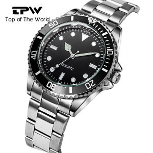 TPW Watch for Men Stainless Steel Strap Wristwatch Japanese Quartz Movement Watch for Men