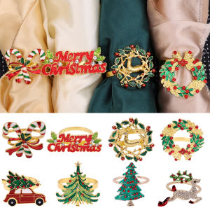 1PC Christmas Napkin Ring Holders Xmas table Decoration for home Metal reindeer horn tissue ring Wedding Banquet Hotel Table
