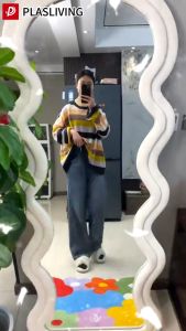 Full Body Mirror Wavy Floor Mirror Whole Body Mirror with Stand Household Bedroom