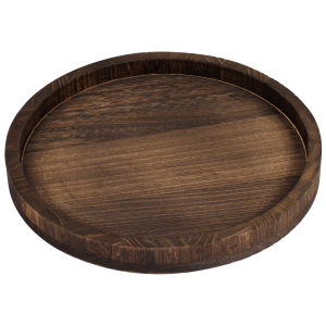 Round Tray Vintage Wood Serving Platter 30cm Round Dessert Plate Multipurpose Candle Holder Tray Decorative Tray for Table