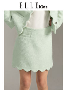 Ellekids Childrens Clothing French Mint Mambo Wavy Skirt Girl Fall and Winter Classic Style Bright Silk A- line Skirt