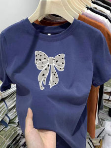 Áo Thun Cotton Phong Cách Hàn Quốc Mùa Hè Cho Nữ Cổ Tròn in Họa Tiết Đơn Giản Thời Trang Giảm Tuổi