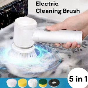 5 in 1 Electric Brush Cleaner: Multi-functional Rechargeable Kitchen & Bathroom Solution